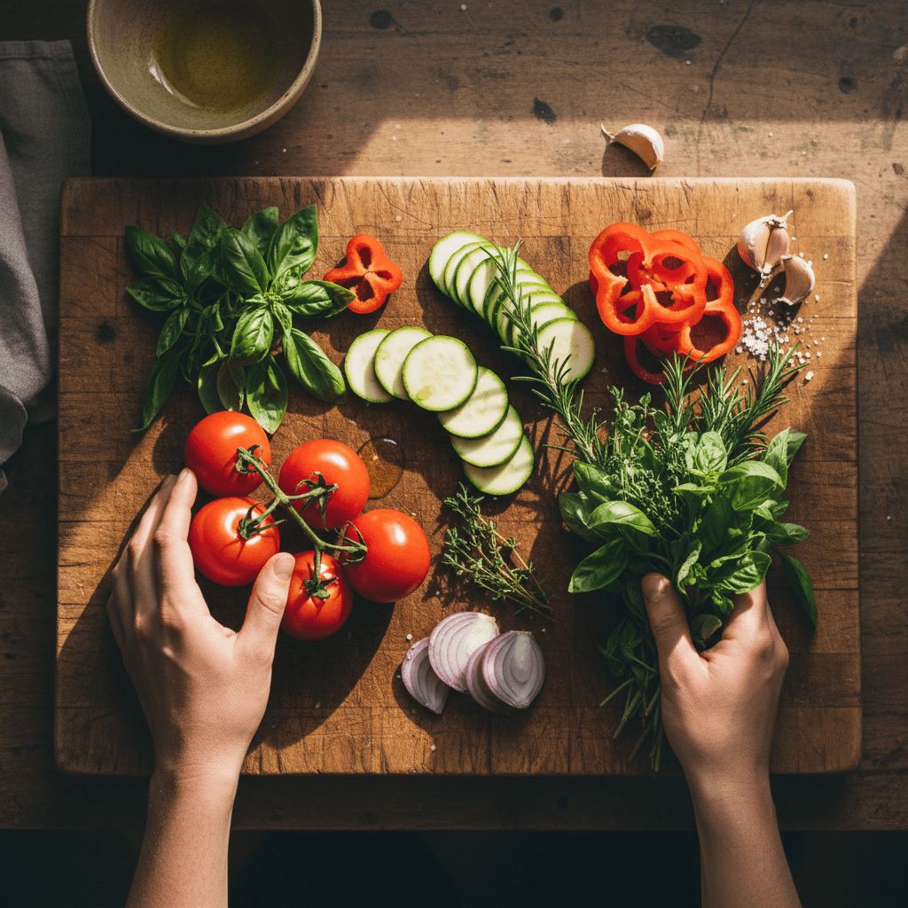 Fresh quality ingredients being prepared