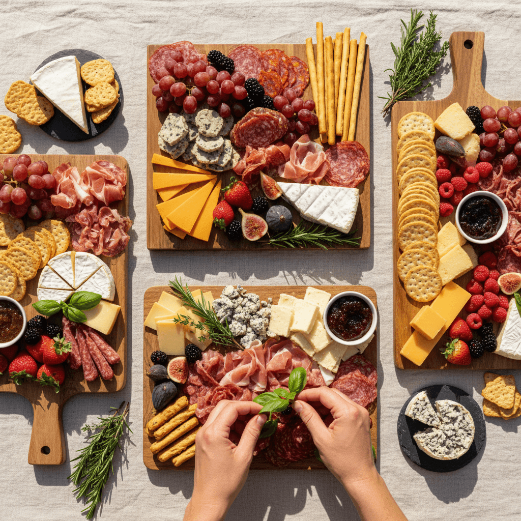 Charcuterie and cheese board display