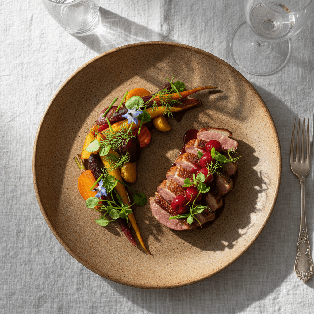 Professionally plated catered dinner entree