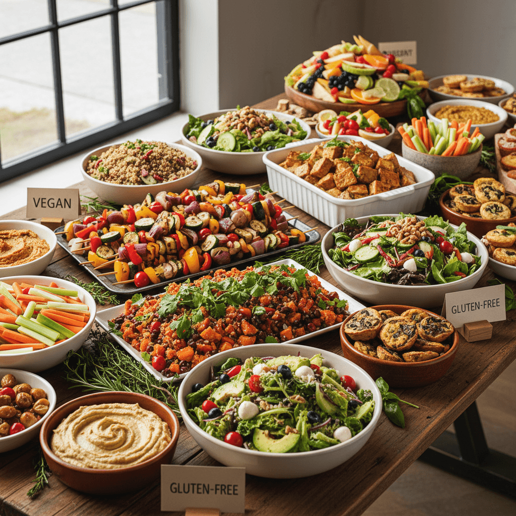 Diverse dietary accommodation catering options on display